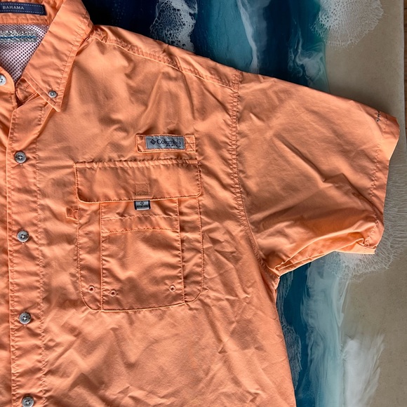 SALE! BUY or BUNDLE NWOT Columbia PFG Bahama Short Sleeve Shirt Orange SzL UPF50 - Picture 3 of 9